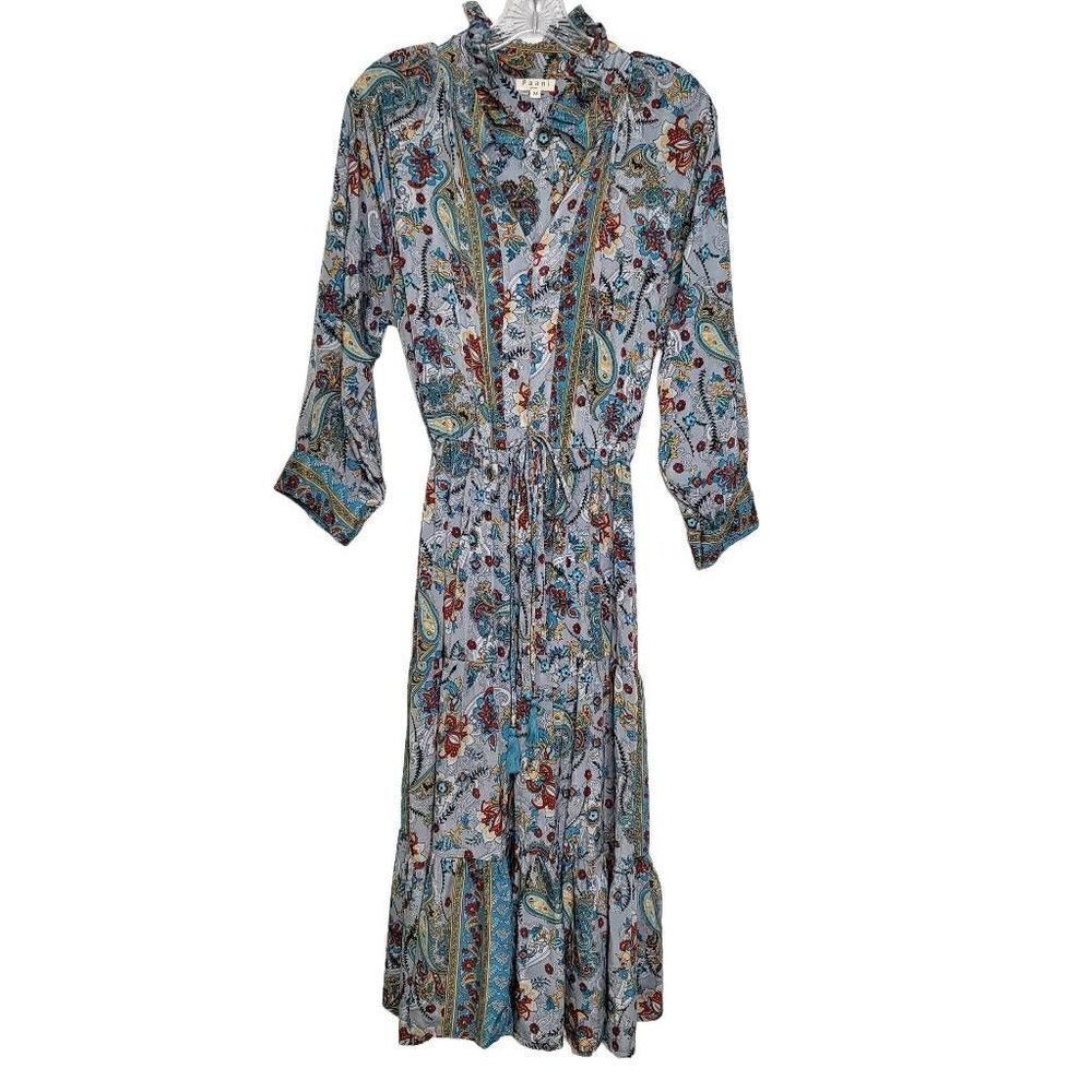 Paani Paisley Floral Midi Tiered Dress Boho Cottagecore Size Medium